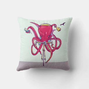 Octopus Riding een fiets Kussen