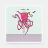 Octopus Riding een fiets Servet (Voorkant)