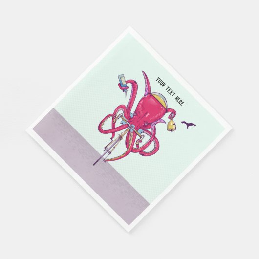 Octopus Riding een fiets Servet (Hoek)