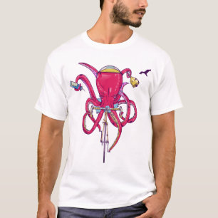 Octopus Riding een fiets T-shirt