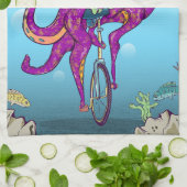 Octopus Rijden op een eenwieler Theedoek (Gevouwen)