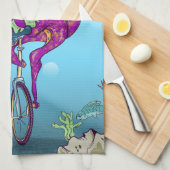 Octopus Rijden op een eenwieler Theedoek (Quarter Fold)