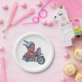 Octopus rijden op een motorfiets papieren bordje (Feest)