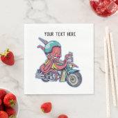 Octopus rijden op een motorfiets servet (Insitu)