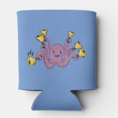 Octopus Ringende Handbells Cartoon Blikjeskoeler (Achterkant)