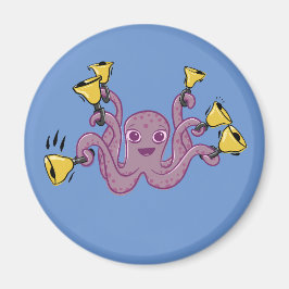 Octopus Ringende Handbells Cartoon Magneet