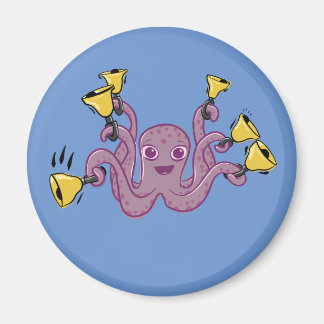 Octopus Ringende Handbells Cartoon Magneet