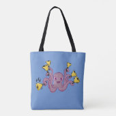 Octopus Ringende Handbells Cartoon Tote Bag (Achterkant)