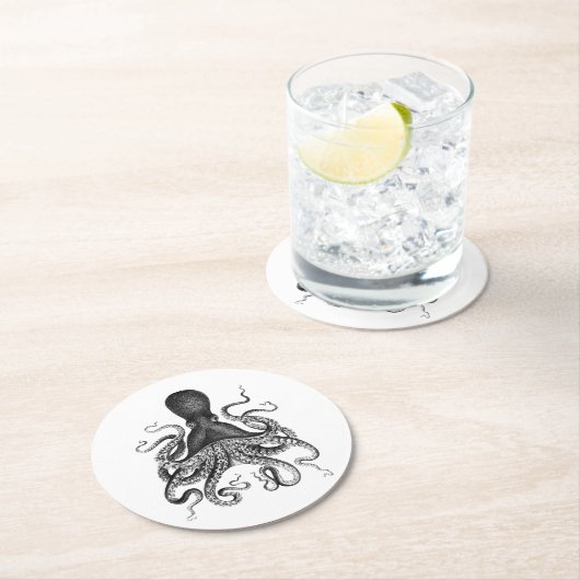 octopus ronde kartonnen onderzetter (Insitu)