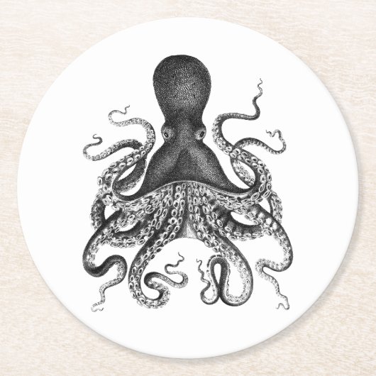  octopus ronde kartonnen onderzetter (Voorkant)