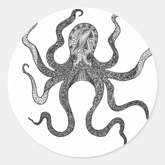 Octopus Ronde Sticker (Voorkant)