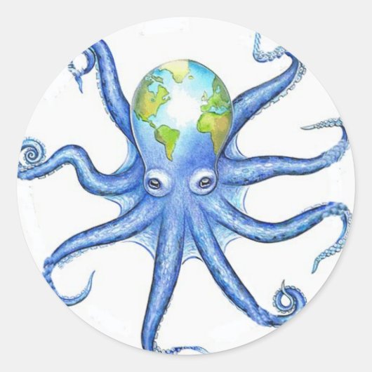 Octopus Ronde Sticker (Voorkant)
