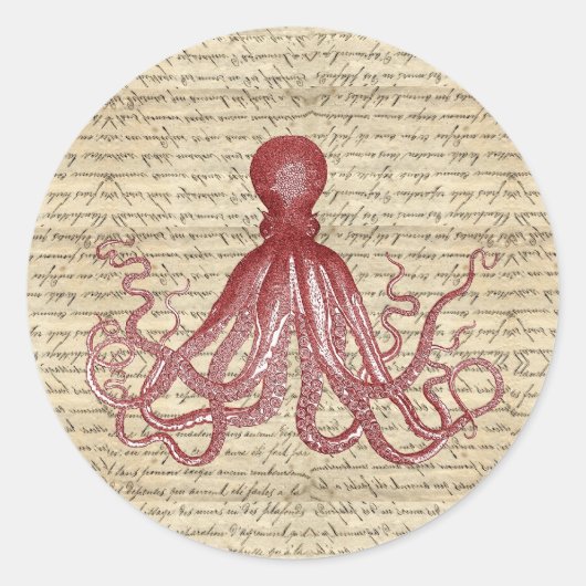 octopus ronde sticker (Voorkant)