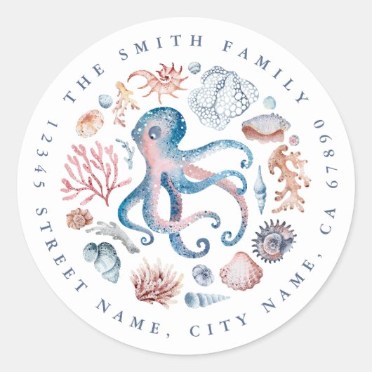 Octopus ronde Stickers (Voorkant)