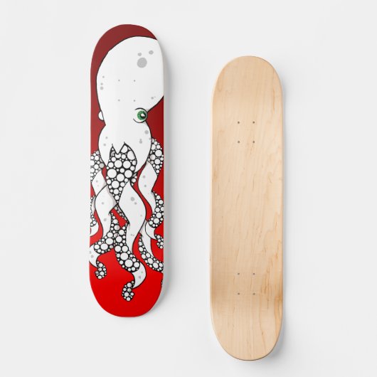 Octopus (rood) Skateboard Deck (Voorkant)