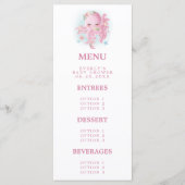 Octopus Roze Aquarel Meisje Baby Shower Menu (Voorkant)