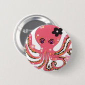 octopus roze bloem ronde button 5,7 cm (Voorkant /achterkant)