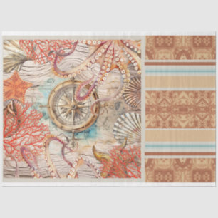 Octopus, roze koraalschelpen kompas ontkoppelingsp tissuepapier