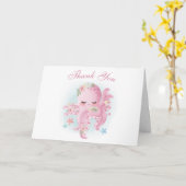 Octopus roze Waterverf meisje Baby shower Dank je Kaart (Gele Bloem)