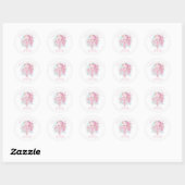 Octopus roze Waterverf meisje Baby shower Dank je Ronde Sticker (Vel)