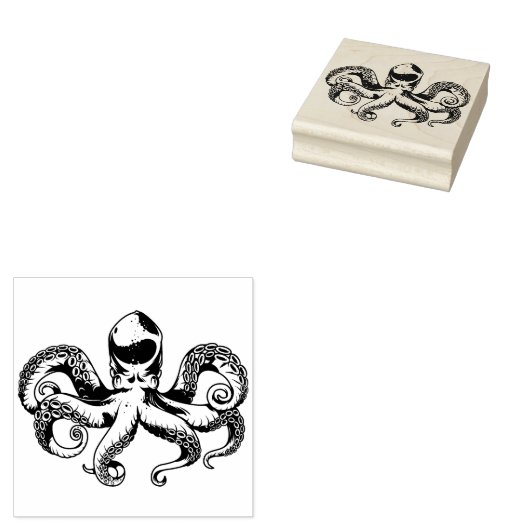  octopus rubberstempel (Gestempeld)