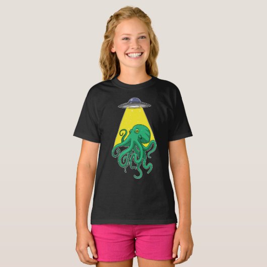 Octopus Ruimteschip Ruimte T-shirt (Voorkant volledig)