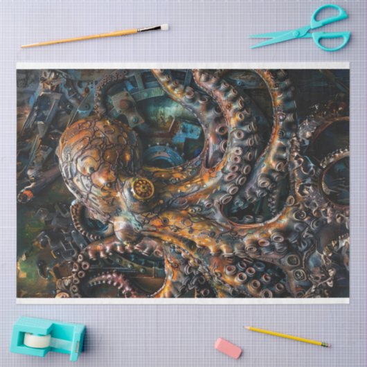 Octopus Rust Bronze Decoupage Tissuepapier (Craft)