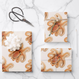 Octopus Salutii, Antieke Mariene Waterdieren Inpakpapier Vel