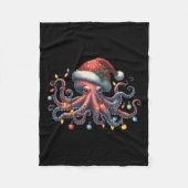 Octopus Santa Christmas Lights Ocean Octopus Anima Fleece Deken (Voorkant)