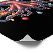 Octopus Santa Christmas Lights Ocean Octopus Anima Poster (Hoek)