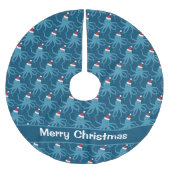 Octopus Santa Hat Blue Kerstmis Kerstboom Rok (Voorkant)