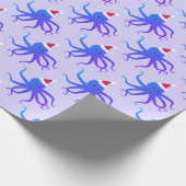 Octopus Santa Hat Paarse Kerstmis Cadeaupapier (Hoek)