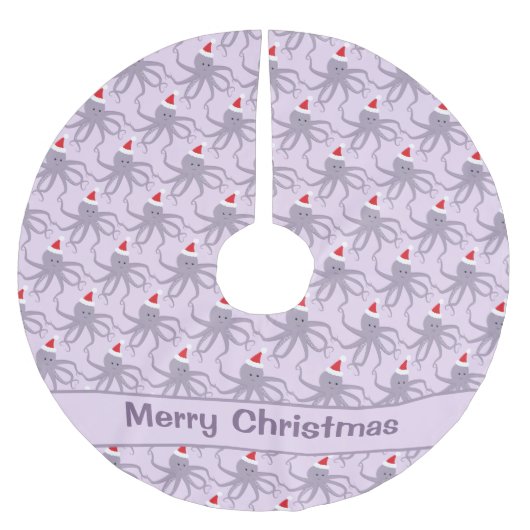 Octopus Santa Hat Paarse Kerstmis Kerstboom Rok (Voorkant)