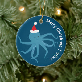 Octopus Santa Merry Kerstmis Keramisch Ornament
