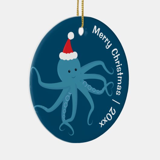 Octopus Santa Merry Kerstmis Keramisch Ornament (Rechts)