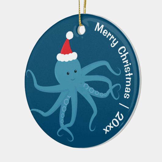 Octopus Santa Merry Kerstmis Keramisch Ornament (Links)