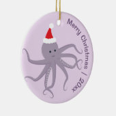 Octopus Santa Paarse Kerst Keramisch Ornament (Rechts)