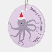 Octopus Santa Paarse Kerst Keramisch Ornament (Links)