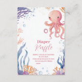 Octopus Schattige Roze Waterverf Meisje Diapper Ra Informatiekaartje (Voorkant)
