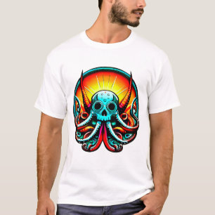 Octopus schedel van de kleuren t-shirt