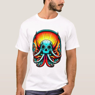 Octopus schedel van de kleuren t-shirt