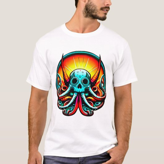 Octopus schedel van de kleuren t-shirt (Voorkant)