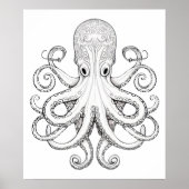 Octopus schets doodle art. poster (Voorkant)