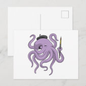 Octopus Schilder verfkwast Briefkaart (Voorkant / Achterkant)