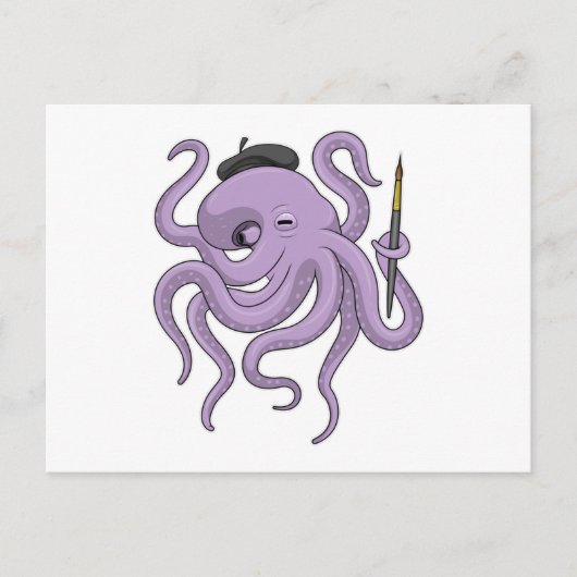 Octopus Schilder verfkwast Briefkaart (Voorkant)