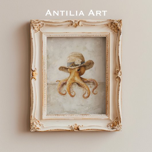 Octopus Schilderen Rustieke grillige weekdier Poster