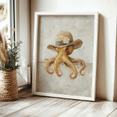 Octopus Schilderen Rustieke grillige weekdier Poster
