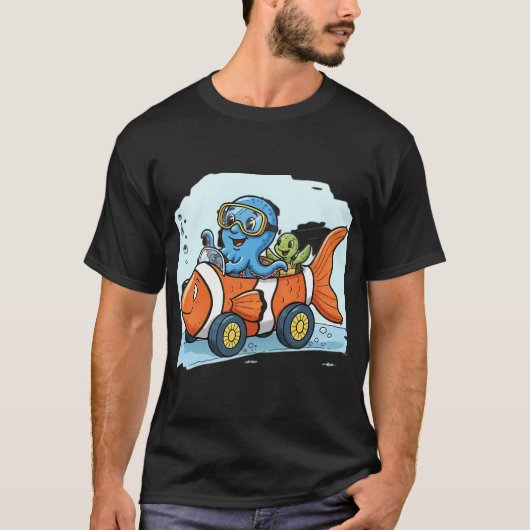 Octopus & Schildpad – Onderwater Autorit T-shirt (Voorkant)
