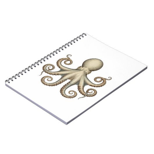 Octopus scientific diagram unique artwork retro notitieboek (Linkerzijde)