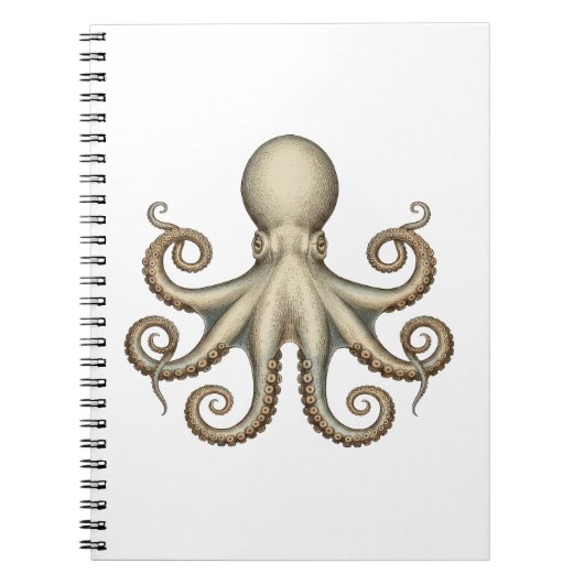 Octopus scientific diagram unique artwork retro  notitieboek (Voorkant)